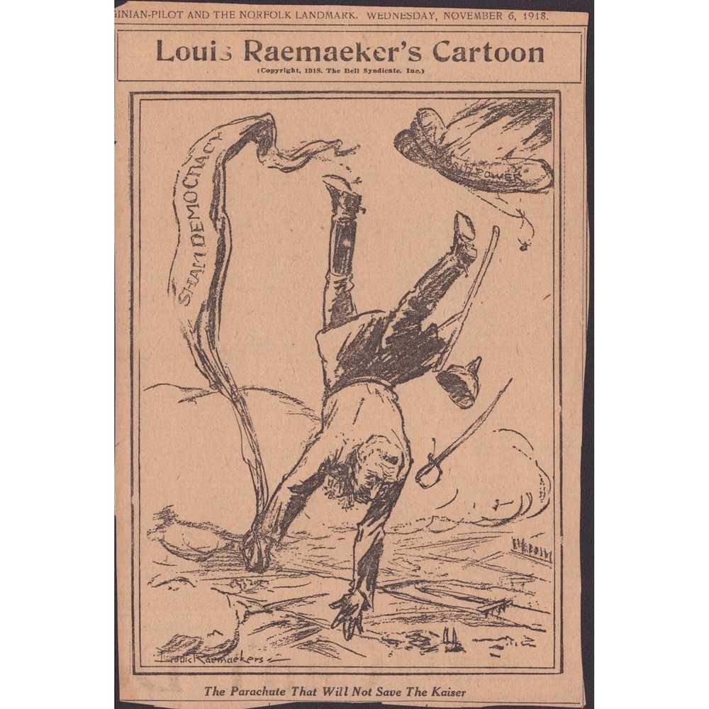 Louis Raemaekers 1918 WWI Political Cartoons Norfolk Landmark Clippings - Picture 6 of 9